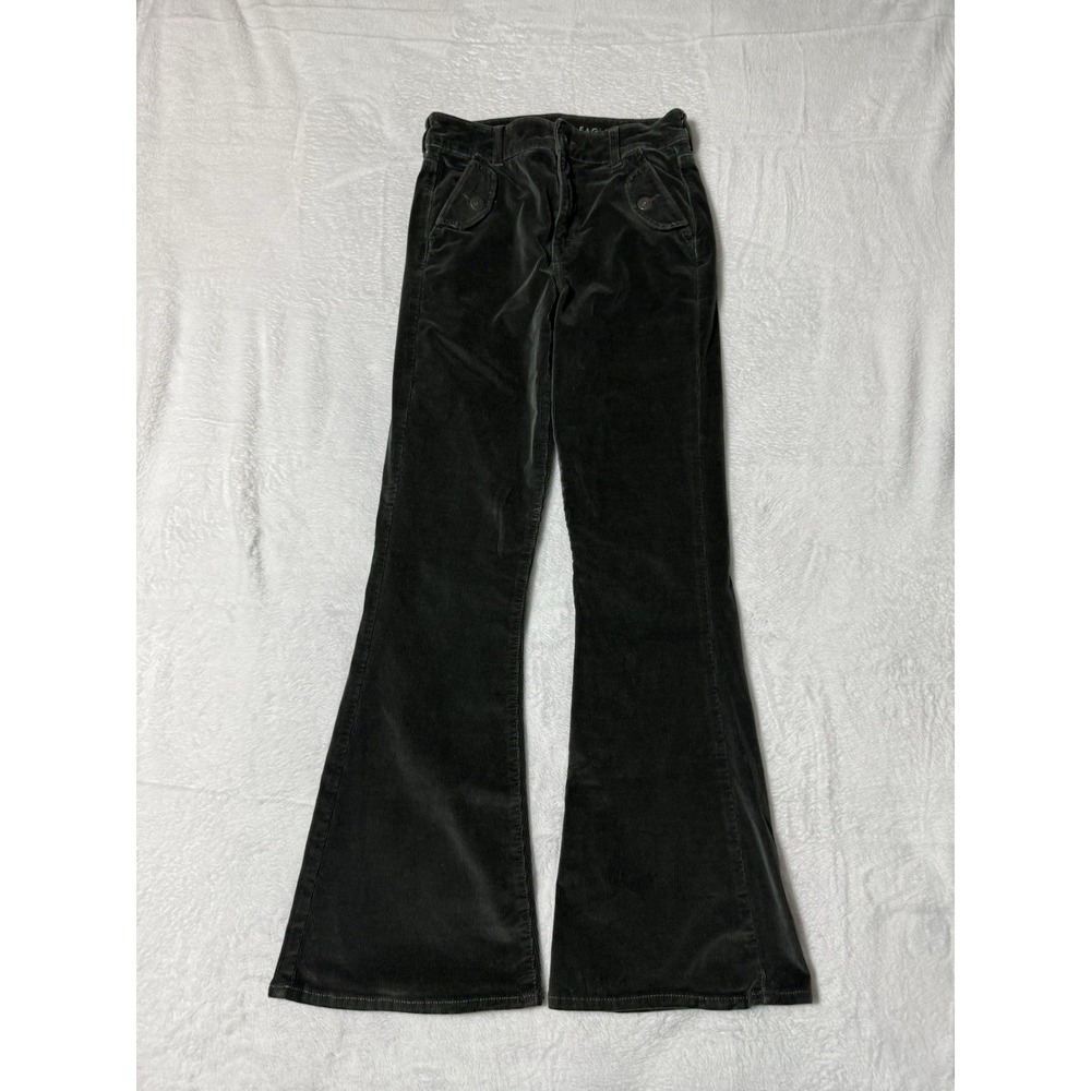 American Eagle Corduroy Pants‎ Women's 4 Green Super Hi Rise Flare 26x29
